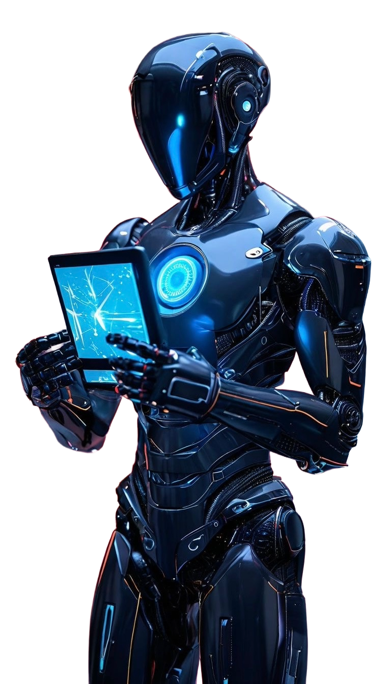 AI Robot managing a secure data server